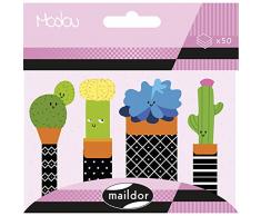Maildor MI053C - Un sachet de 4 mémos marque-pages adhésifs 20 pages, Cactus