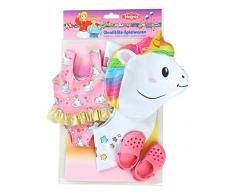Heless 66 Kit de Natation pour poupées - Motifs Licorne - 35-45 cm