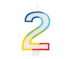 Unique Party 19942 Bougie danniversaire Motif bordure arc-en-ciel Numéro 2