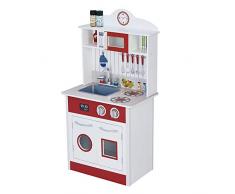 Teamson Kids- Little Chef Ensemble de Jeu de Cuisine en Bois, TD-12385R, Rouge Blanc