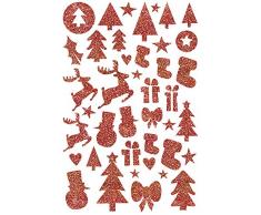 Maildor AE148C - Un sachet de gommettes Glitty 2 planches 10,5x16 cm, Noël en vert et rouge (78 stickers)