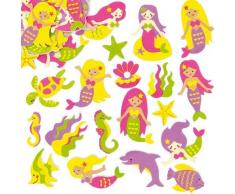 Baker Ross Lot de 120 Autocollants Sirène en Mousse - Idéal pour la décoration de Carte, Les activités de Collage