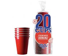 Pack de x20 Original Red Cups Officiels | Gobelets Américains 53cl Rouges | Beer Pong | Qualité Premium | Gobelets en Plastique Réutilisables | Lavables Main ou Lave-Vaisselle | OriginalCup®