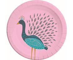 Procos 90584 Lot de 8 Assiettes en Carton Rose