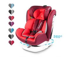 Lionelo Bastiaan siege auto bebe 0 à 36kg Isofix Top Tether Rotation à 360 degrés protection supplémentaire latérale harnais à 5 points coussin réducteur Dri-Seat (Rouge)
