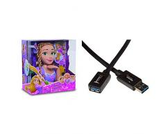 Disney Princesses - Tête à Coiffer Deluxe - Raiponce & AmazonBasics Rallonge Câble USB 3.0 mâle A vers Femelle A 2 m