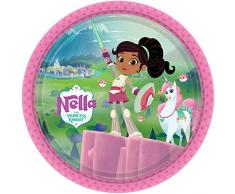 Amscan-9904009 8 assiettes en carton Nella Princesse Chevalier, 9904009, Couleur Multiples
