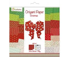 Avenue Mandarine OR506C - Un paquet de 60 feuilles Origami 20x20 cm 70g (30 motifs x 2 feuilles) et une planche de stickers incluse, Christmas 2