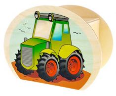 Hess 15227 Tirelire en Bois avec clé, Tracteur, Cadeau pour Les Enfants danniversaire, env. 11,5 x 8,5 x 6,5 cm, Multicolore