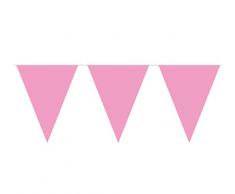 Creative Guirlande de 12 Mini Drapeaux triangulaires en Plastique Rose 3 m 15 x 11 cm