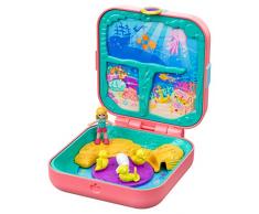 Polly Pocket Coffret Secret La Grotte de la Sirène, mini-figurine, accessoires, autocollants et 3 surprises cachées, jouet enfant, GDK77