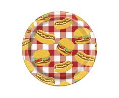 Unique Party 58704 18 cm Burger Summer BBQ papier Assiettes, Lot de 8