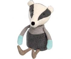 Sigikid- Filles et Garçons, Animal en Peluche Blaireau Patchwork Sweety Recommandé à partir de 0 Mois, 39082, Bleu, Gris