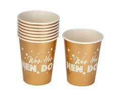 Neviti 776094 Woo Hoo Lot de 8 gobelets en papier Doré 7,5 x 7,5 x 9 cm