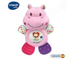 VTech HIPO Jouet de Dentition Hippopotame en Peluche Musicale et hochet Qui Aide à apaiser et soulager Votre bébé avec des Phrases tendres Assorti