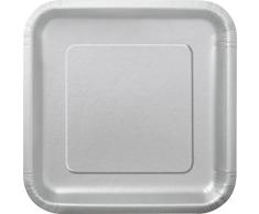 Unique Party - 33443 - Paquet de 14 Assiettes en Carton - 23 cm - Argent
