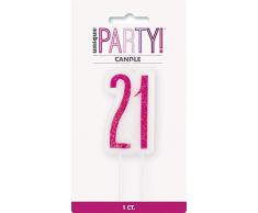 Unique Party- Bougie, 83892, Rose/argenté