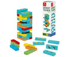 Dal Negro 8001097539819 Smart Tower 3 en 1 Jeux de Table Classiques pour Tous, Multicolore