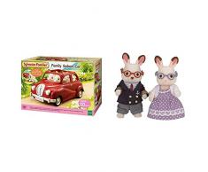 SYLVANIAN FAMILIES - 5273 - Voiture - Rouge & Les Grands-Parents Lapin Chocolat Families Mini-poupées et Figurines, 5190, Multicolore, Norme