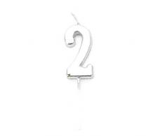 Gifts SHATCHI-1343 Lot de 2 bougies en forme de chiffre Shatchi Argenté