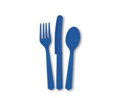 Unique Party - 30292 - Lot de Couverts en Plastique pour 6 personnes - Bleu Roi