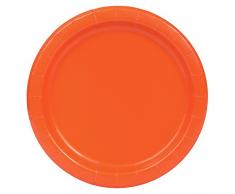 Unique Party - 32252 - Paquet de 16 Assiettes en Carton - 21,9 cm - Orange