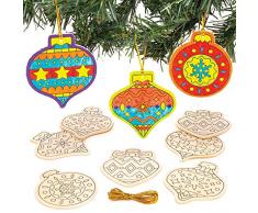 Baker Ross Boules de Noël en Bois à colorier (Paquet de 10) - Loisirs créatifs festifs