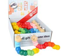 Small Foot- Jouet de motricité Chenille Flexible en Bois, 10961, Multicolore, Lot de 14 - Version Allemande