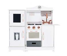 Teamson Kids- Little Chef Ensemble de Jeu de Cuisine en Bois, TD-12952A, Or Blanc et Rose