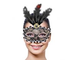 Folat Masque de fête avec éclairage LED (Taille Unique, Noir métallisé)