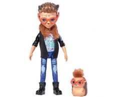 Enchantimals Mini-poupée Hixby Hérisson et Figurine Animale Pointer, aux cheveux courts avec veste à col fourrure, jouet enfant, FJJ22