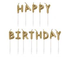Unique Party 19995 Lot de 13 bougies danniversaire Inscription Happy Letter Pick