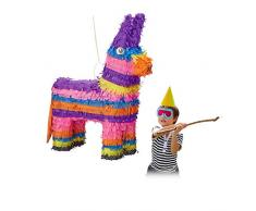 Relaxdays- Pinata Ane à Suspendre Enfants à remplir Anniversaire décoration Arc-en-Ciel, coloré - version anglaise