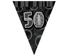 Unique Party - 90805 - Guirlande Fanions de 50e Anniversaire - 2,7 m - Noir Glitz