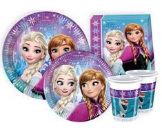Ciao Lot de Vaisselle de fête La Reine des neiges pour 8 Personnes (44 pièces : 8 Grandes Assiettes, 8 Assiettes Moyennes, 8 Verres, 20 Serviettes) Y2500
