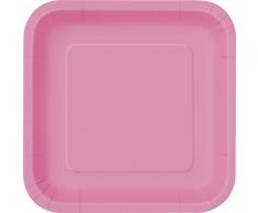 Unique Party - 31437 - Paquet de 14 Assiettes en Carton - 23 cm - Rose Vif