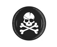 Procos PR9718 Lot de 10 assiettes en carton Pirates Black Skull 23 cm Multicolore
