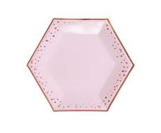 Neviti- Glitz and Glamour Assiettes en carton, 773178, Pink/Rose Gold, grand