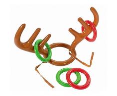 Honearn GOMUKD899 Chapeau de Noël Gonflable en Bois de Renne avec Anneaux pour Famille Enfants Bureau de Noël Jeux Amusants A