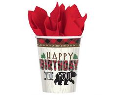 Amscan International 582150 papier et plastique Vaisselle, tasse Little Lumberjack BD 266 ml