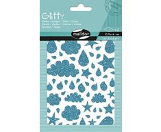 Maildor AE074O - Un sachet de gommettes Glitty 2 planches 10,5x16 cm, Etoiles et nuages en bleu (122 stickers)