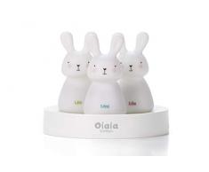 Olala Boutique Veilleuses trio lapins Léo, Léni et Lila, avec base blanche recharge induction Blanc