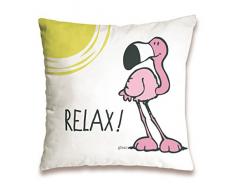 Nici 41943 Flamingo Coussin en Coton Relax, 37 x 37 cm