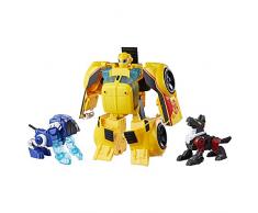 Transformers Rescue Bots - Robot Electronique Bumblebee Secouriste Voiture de course 25cm et 2 Animaux - Jouet transformable 2 en 1