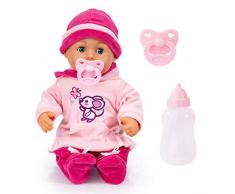 Bayer Design- Poupon Bébé, Premiers Mots avec 24 Sons avec des Yeux Endormis, 93824BD, Rose avec Souris