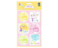 Ursus 59510019F Lot de 24 Autocollants Multicolores pour Pâques - 6 Motifs - Environ 4,7 cm x 4,9 cm Autocollant