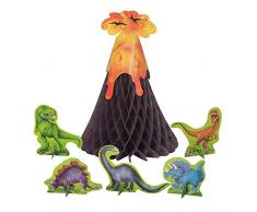 Unique Party 58309 - Décorations de Table des Dinosaures et Volcans - Fête à thème des Dinosaures - Set de 6 Pièces