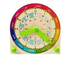 Hess Jouet en Bois 14657 – Horloge dapprentissage en Bois, Pleine Heures, env. 16 x 16 cm