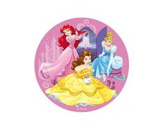 Dekora- Decoration Gateau Anniversaire Feuille Azyme Princesses Disney-20 cm Diametre, 114377, Rose