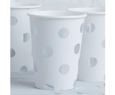 Ginger Ray PM-189 Lot de 2 gobelets en papier à pois argentés